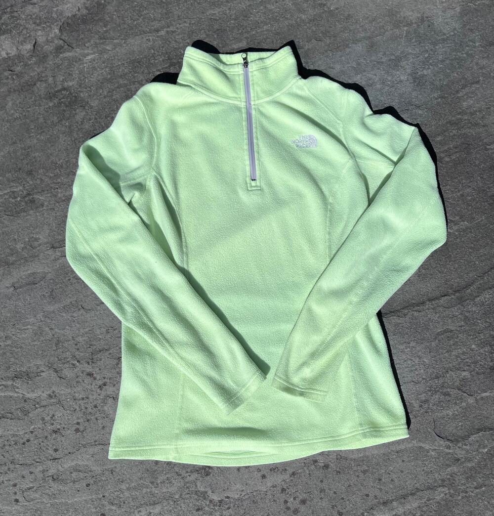 The North Face Neon Green Glacier 1/4 Zip Fleece Pullover Women's Medium